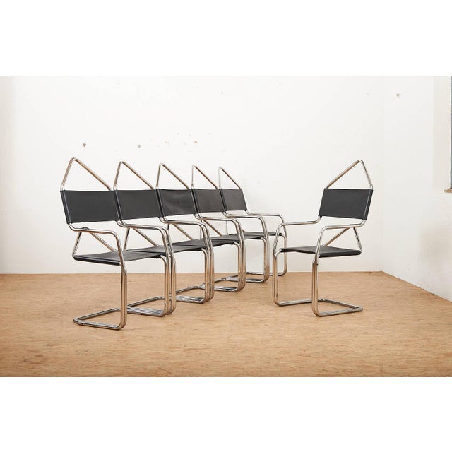 Type 22 the Clamp Cantilever Chair with Chrome-Plated Tubular Steel and Black Leather from Ulysses Müller, 1989 For Sale - Image 9 of 15