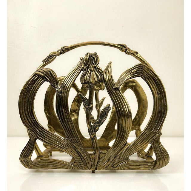 Gold Floral Magazine Rack in Brass by Gilde Handwerk, 1970s For Sale - Image 8 of 14