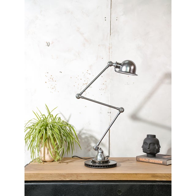 Industrial Jieldé Three-Arm Workshop Lamp on Brake Disc, 1950s For Sale - Image 3 of 14