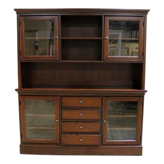 Pottery Barn China Cabinet - Dark Finish, 2 Pieces For Sale