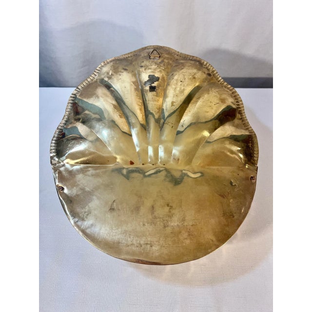 Brass Vintage Hollywood Regency Polished Brass Hand Hammered Repousse Shell Wall Pocket For Sale - Image 8 of 9