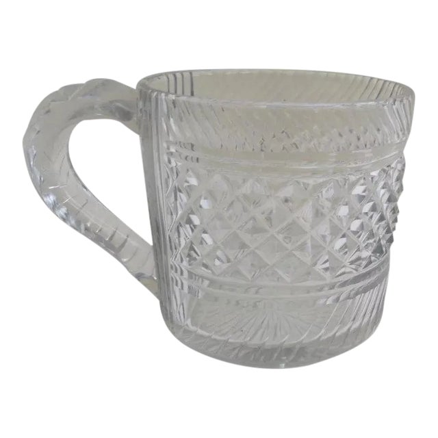 English or Irish Cut Glass 1/2 Half Pint Tankard Mug 19th Century For Sale