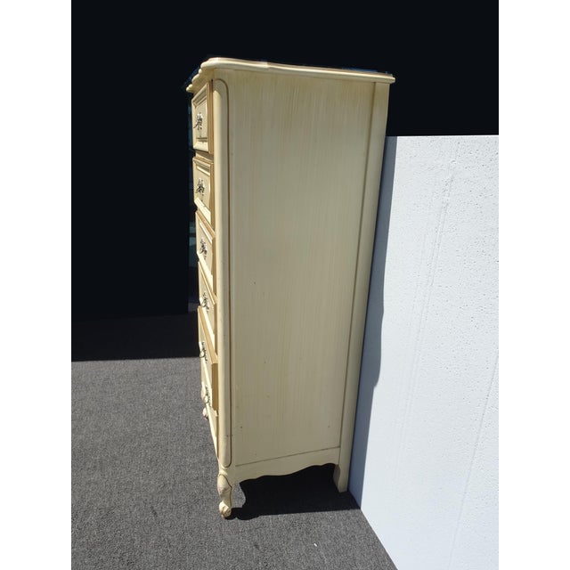 Vintage French Provincial Authentic Henry Link Lingerie Tallboy Dresser W Brass For Sale - Image 10 of 16