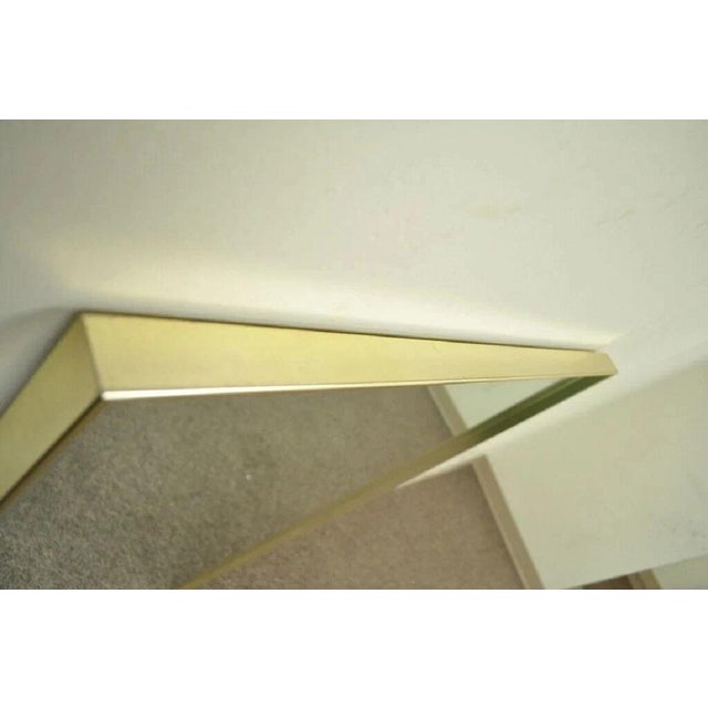 Vintage Mid Century Modern Paul McCobb Style Brass Tone Beveled Glass Mirror For Sale - Image 4 of 10