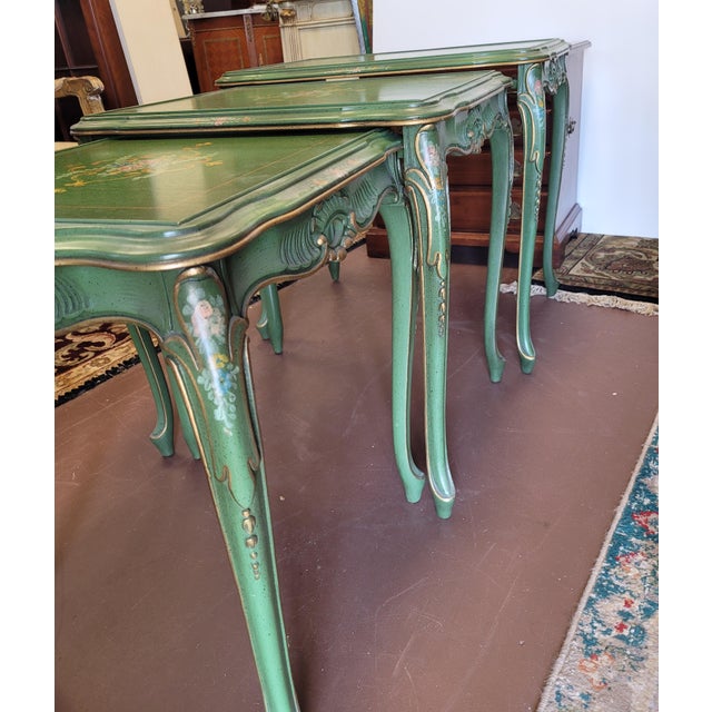 Fine Set of 3 French Style Nesting Tables For Sale - Image 4 of 7