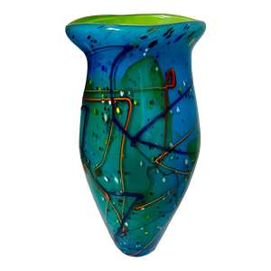 Vintage 1990’s Post Modern Heavy Hand Blown Studio Art Glass Vase