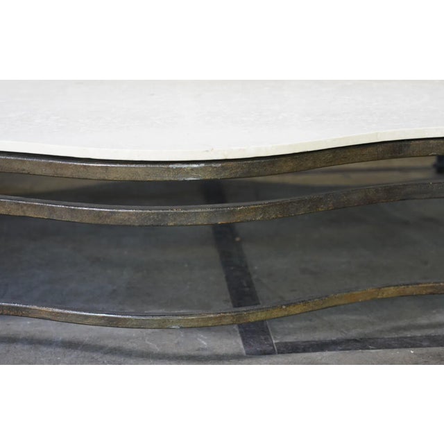 Extra Large Iron and Marble Top Coffee Table Bob Newhart Estate For Sale - Image 4 of 8