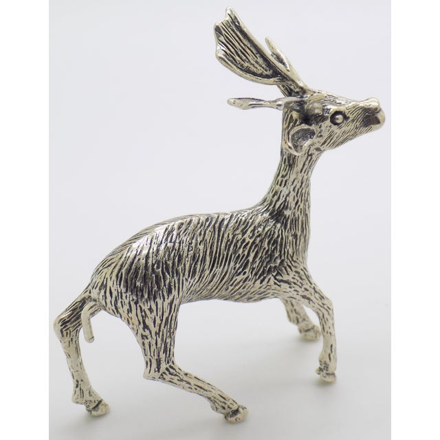1970s Vintage Italian Handmade Genuine Silver Rare Deer Solid Figurine Detailed Sculpture For Sale - Image 5 of 9