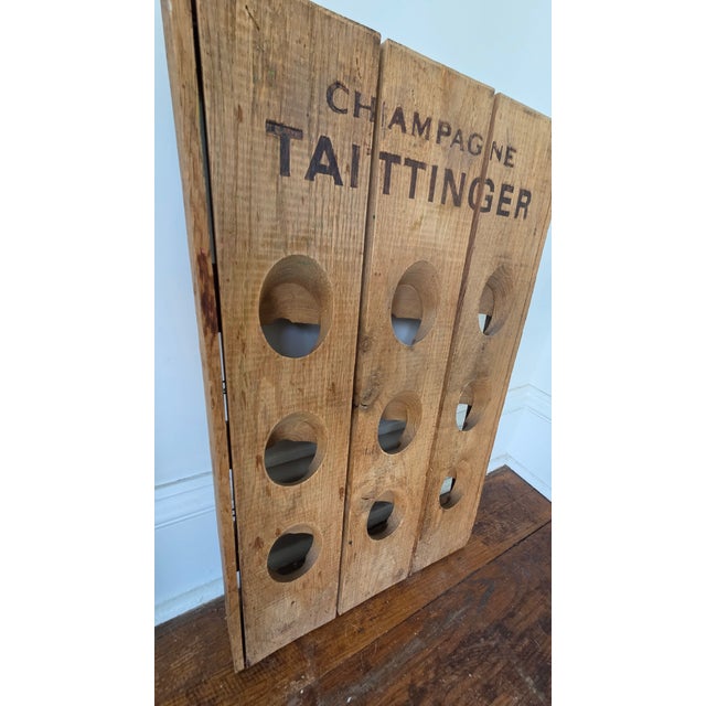 Vintage Wooden Champagne Riddling Rack With Taittinger Lettering For Sale In New York - Image 6 of 15