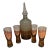 Mid-Century Modern Smoke Glass Decanter Set With Four Shot Glasses Scandinavian For Sale