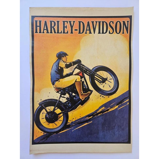 Art Deco Harley Davidson Motorcycle Advertising Poster, 1930s, in Very Good conditions. Designed 1920 to 1949
