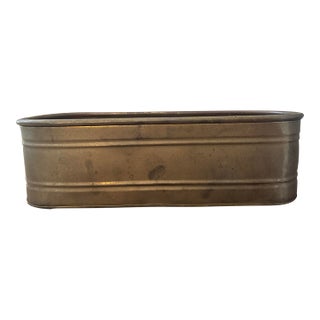 Antique Oval Brass Trough Planter or Jardinière With Original Patina For Sale