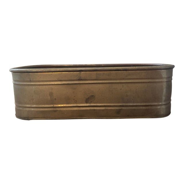 Antique Oval Brass Trough Planter or Jardinière With Original Patina For Sale