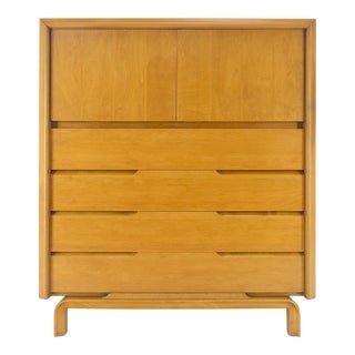 Edmond Spence Swedish Blond High Boy Gentleman's Chest Dresser 4 Drawers For Sale