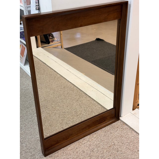 Vintage Mid Century Modern Walnut Wood Mirror by Stanley Furniture For Sale In Seattle - Image 6 of 7