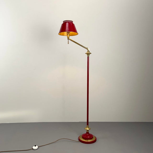 Red Floor Lamp with Metal Shade, Italy, 1950s For Sale - Image 11 of 11