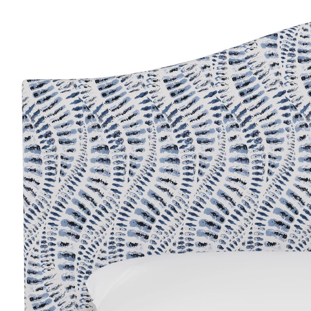Spritely Home Kenmore Headboard in Blue Snake Skin, Twin For Sale - Image 4 of 5