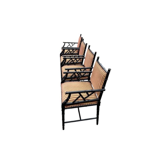 Mid 20th Century Set 4 Faux Bamboo Armchairs For Sale - Image 4 of 18