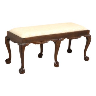 Vintage Late 20th Century Mahogany Chippendale Bench W/ Ball in Claw Feet For Sale