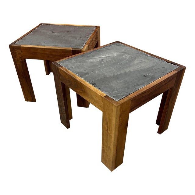 Custom Walnut and Slate Tables For Sale