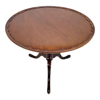 Large 20th Century American Queen Anne Mahogany Pie Crust Center Table, Signed For Sale