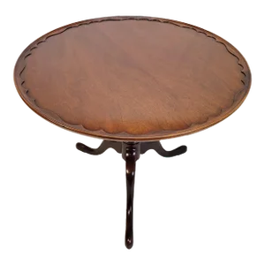 Large 20th Century American Queen Anne Mahogany Pie Crust Center Table, Signed
