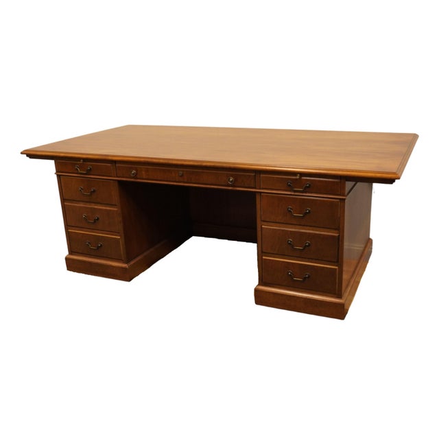 STOW & DAVIS Solid Walnut Contemporary Traditional 84" Executive Office Desk 29.5" High 84" Wide 42.25" Deep Knee Area:...