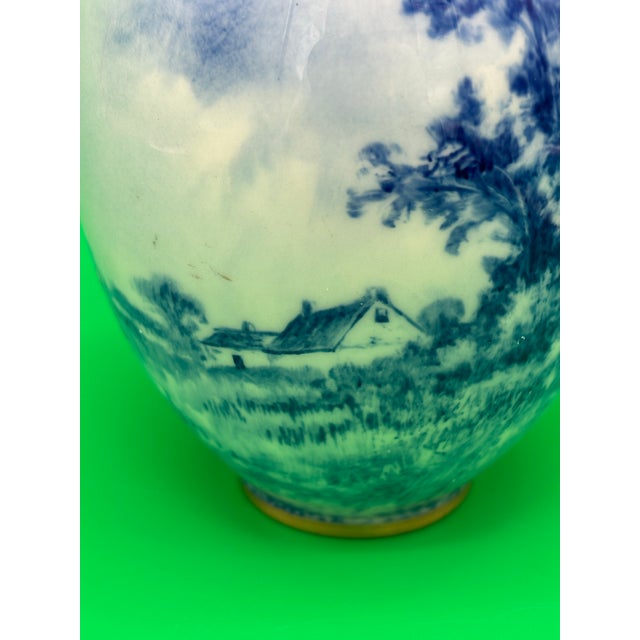 1889-1906 American Belleek Ceramic Art Co Early Lenox Blue Hand Painted Vase For Sale - Image 9 of 12