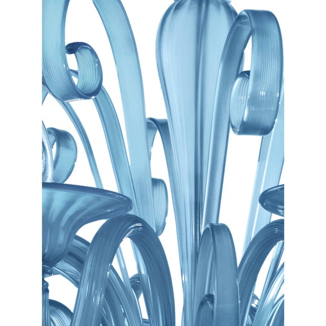 Contemporary Venetian Blue Satin Murano Glass Chandelier 8 Arms For Sale - Image 6 of 7
