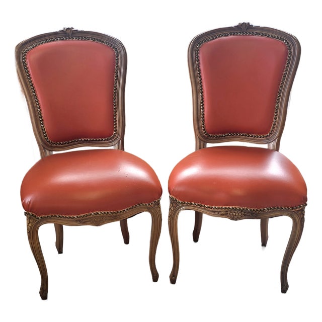 Vintage French Side Chairs a Pair For Sale