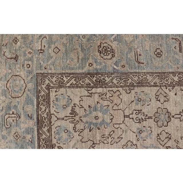 Sand Color Tabriz Style Rug With Soft Blue Border by Keivan Woven Arts 6'3 X8'11 For Sale - Image 9 of 15