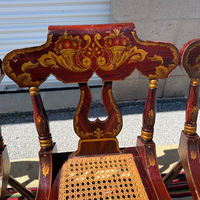 Antique Set of Four Federal Baltimore Style Paint Decorated Cane Seat Chairs, Circa 1820s For Sale - Image 4 of 12