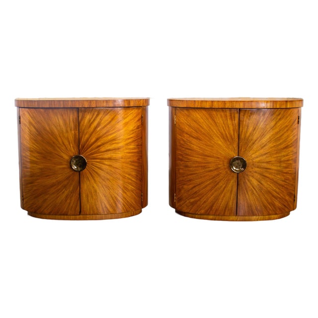 Late 20th Century Modern to Art Deco Revival Pair Arbus Oval Nightstands or End Tables 6000 Series by Henredon For Sale
