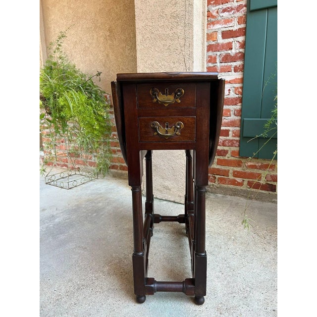 Petite Antique English Drop Leaf Side Sofa Table Mahogany Georgian Gateleg C1800 For Sale In Dallas - Image 6 of 18