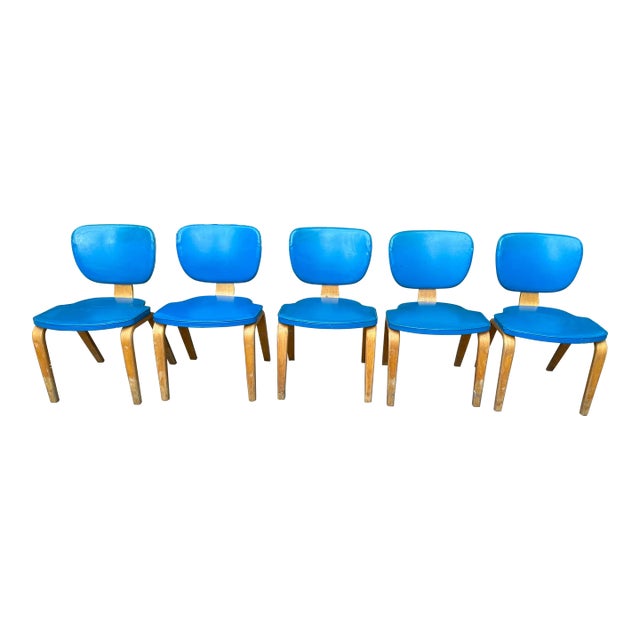 1950's American Mid-Century Thonet Style Bent Wood Side Chair - Set of 5 For Sale