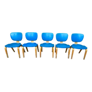 1950's American Mid-Century Thonet Style Bent Wood Side Chair - Set of 5