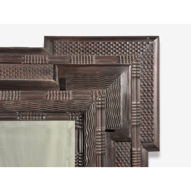 Baroque Baroque, Monumental Dutch Ripple Frame Wall Mirror, Ebonized Wood, 19th C. For Sale - Image 3 of 8