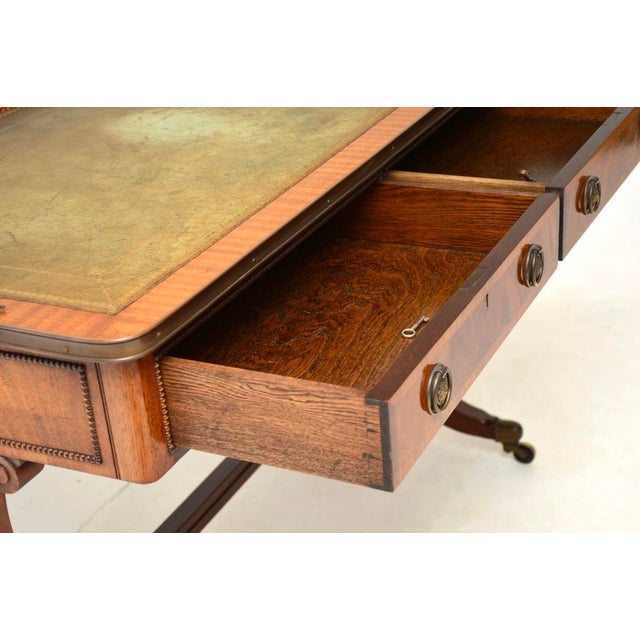 Antique Regency Leather Top Desk, 1930s For Sale - Image 10 of 11