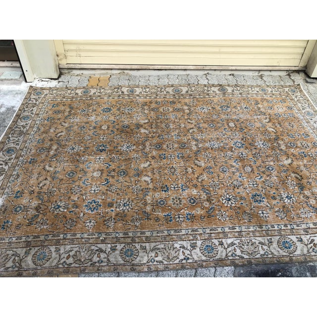 1960s Oversize Handmade Naturel Oushak Rug For Sale - Image 6 of 11