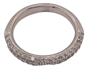 18 Karat White Gold Band Wedding Bridal Ring With Diamonds