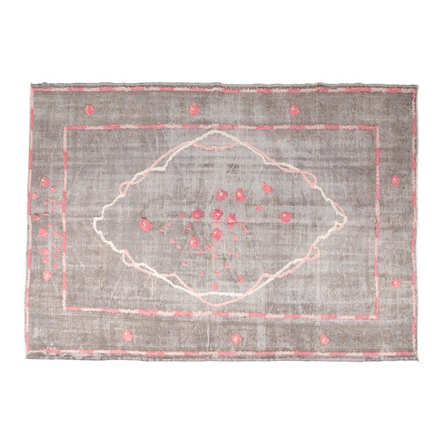 Eclectic Terracota Star Medallions Vintage Rug For Sale