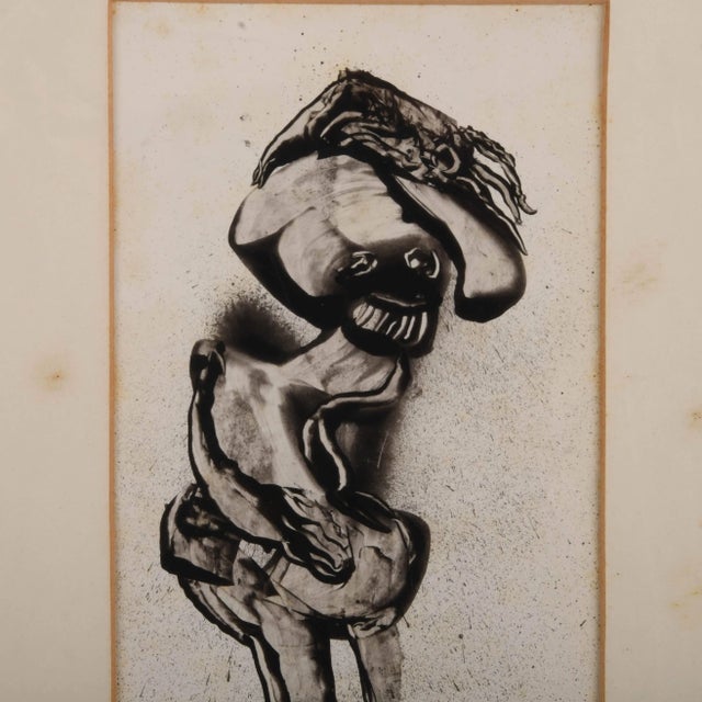 Abstract Framed Signed J. Akston "Untitled, 1963" Acrylic on Paper Painting For Sale - Image 3 of 11