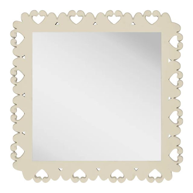 Fleur Home Garden District Satsuma Square Mirror in Delaware Putty, 24x24 For Sale