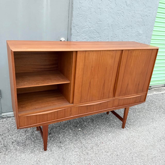Mid-Century Modern Vintage Mid Century Modern Scandinavian Teak Credenza For Sale - Image 3 of 12
