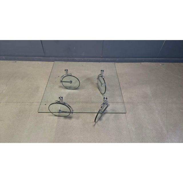 Glass Coffee Table with Wheels by Gae Aulenti, 1980s For Sale - Image 9 of 13