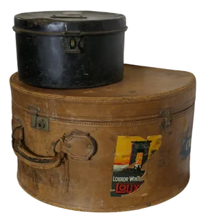 19th Century Leather Hat Box and One Metal, 1890s, Set of 2