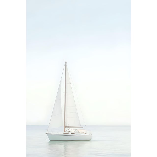 Contemporary Minimalist Sailboat Seascape, Coastal Fine Art Print, 24″ × 36″ For Sale - Image 3 of 7