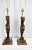 A pair of wood carved Griffins elements converted into lamps with custom shades. Griffins are matching and mounted on...