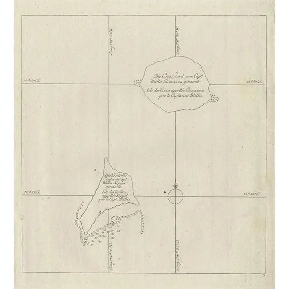 Antique Map of the Cocos or Keeling Islands, 1778 For Sale