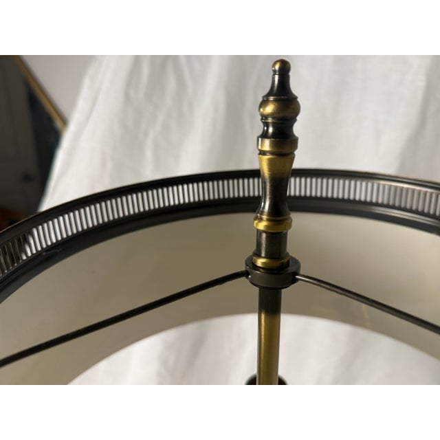 1960s French Neoclassical 3-Arm Brass Bouillotte Table Lamp With Pierced Tole Shade For Sale In Dallas - Image 6 of 12